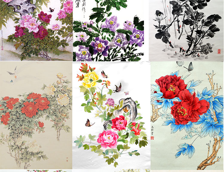 花开富贵牡丹装饰画画芯素材精选图集高清国画绘画花卉图片