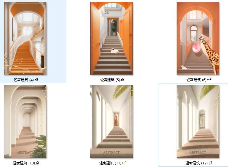 现代简约轻奢建筑空间视觉延伸玄关装饰画高清素材图库画芯图