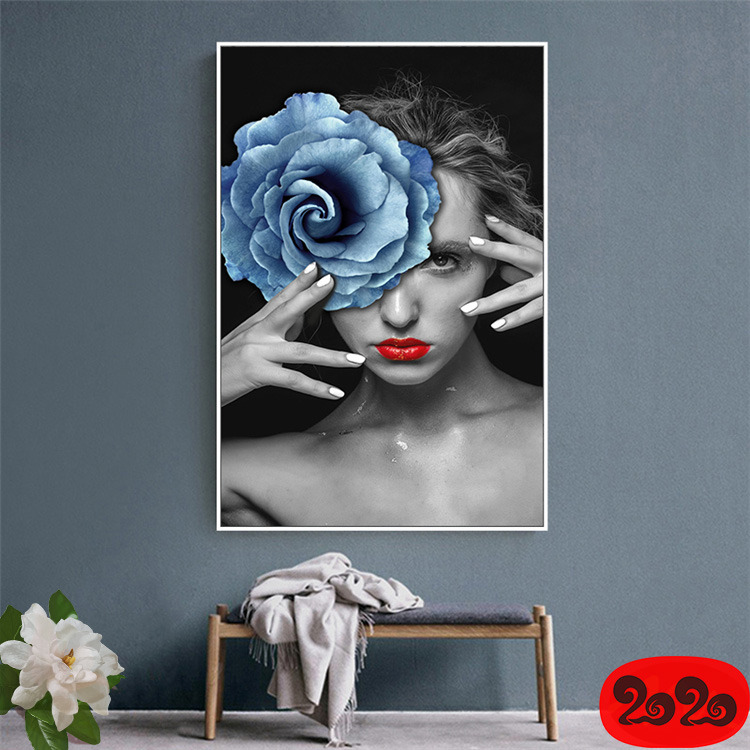 黑白背景装饰画素材高清画芯图库北欧人物动物风景三联画挂画