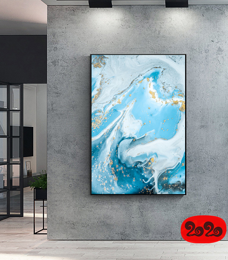 意境蓝色肌理抽象水墨山水大理石纹理背景装饰画高清图设计素材