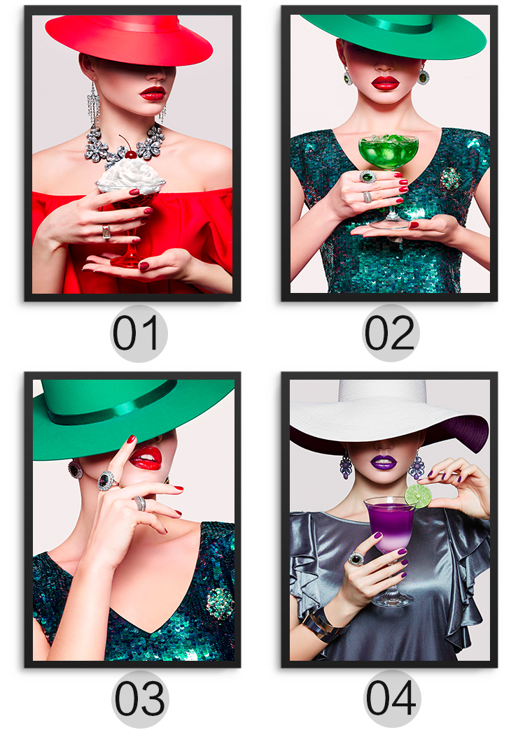 现代轻奢装饰画北欧简约玄关画抽象人物红唇美女餐厅挂画素材