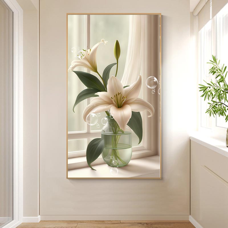 现代简约花瓶绿植光影侘寂风沙发背景墙装饰画高清素材图库