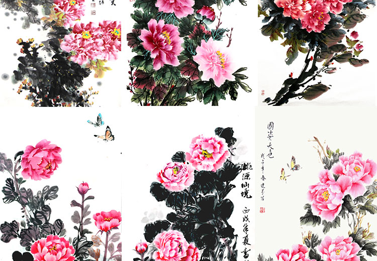 花开富贵牡丹装饰画画芯素材精选图集高清国画绘画花卉图片