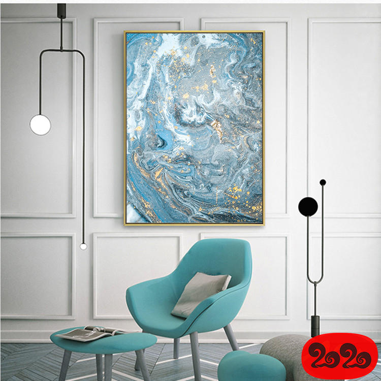 意境蓝色肌理抽象水墨山水大理石纹理背景装饰画高清图设计素材