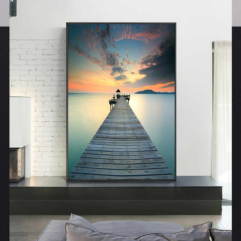 北欧简约大海自然山水风景玄关背景墙装饰画素材画芯电子图库