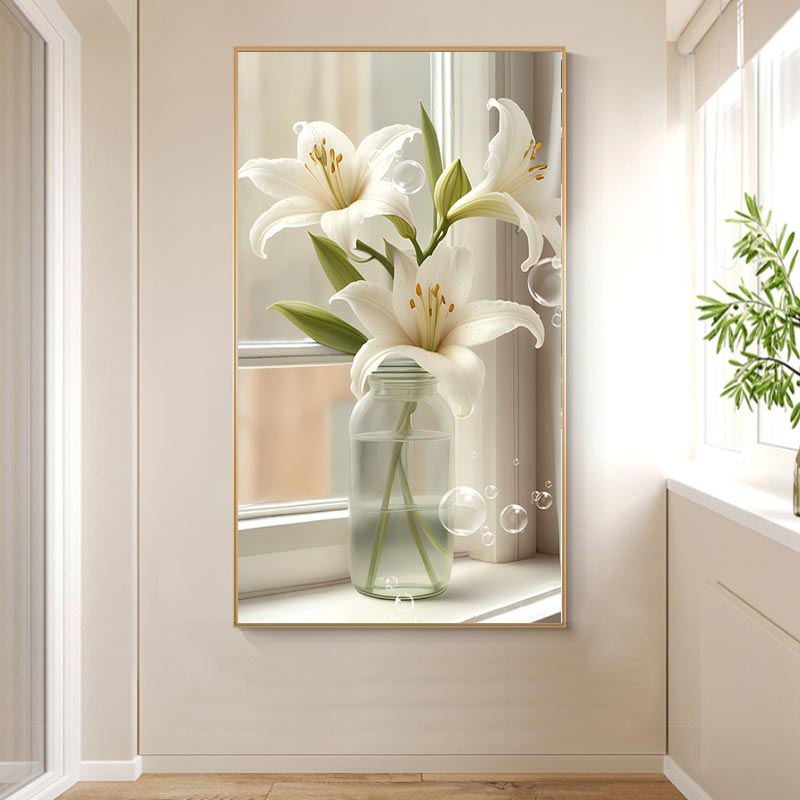 现代简约花瓶绿植光影侘寂风沙发背景墙装饰画高清素材图库