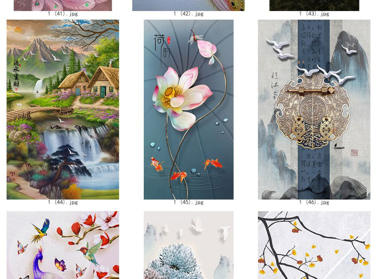 装饰画画芯素材高清新图库现代简约北欧新中式抽象玄关走廊过道