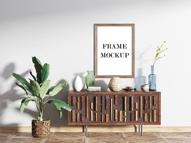 北欧风现代简约PSD样机装饰画场景图家居效果图挂画背景墙图库