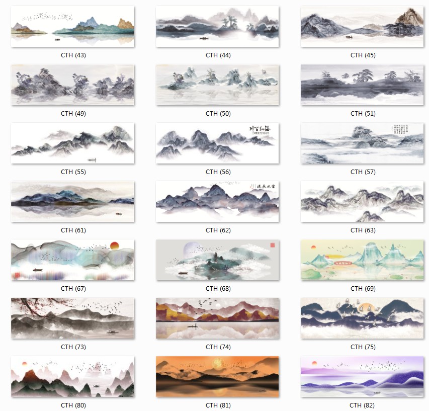 中式水墨山水禅意现代晶瓷画中国风卧室装饰画芯高清素材图库