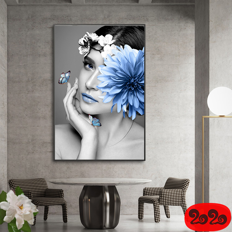 黑白背景装饰画素材高清画芯图库北欧人物动物风景三联画挂画