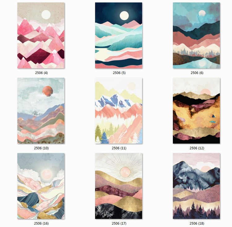 现代轻奢莫兰迪色北欧风抽象装饰画晶瓷画三联画芯高清素材图库