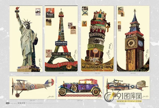 高清装饰画画芯图库第一期 北欧抽像静物建筑客厅装饰画素材