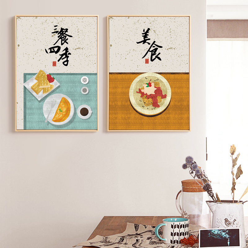 新中式民俗风餐厅日式美食客栈饭店食堂店装饰画图库画芯素材