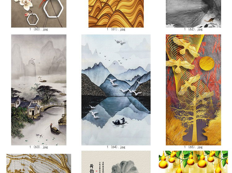 装饰画画芯素材高清新图库现代简约北欧新中式抽象玄关走廊过道