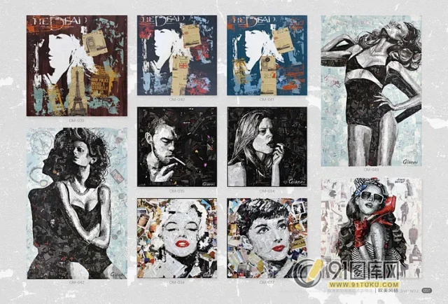 高清装饰画画芯图库第一期 北欧抽像静物建筑客厅装饰画素材