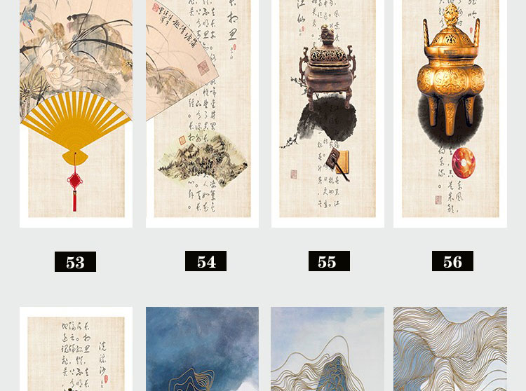 装饰画画芯素材高清新图库现代简约北欧新中式抽象玄关走廊过道