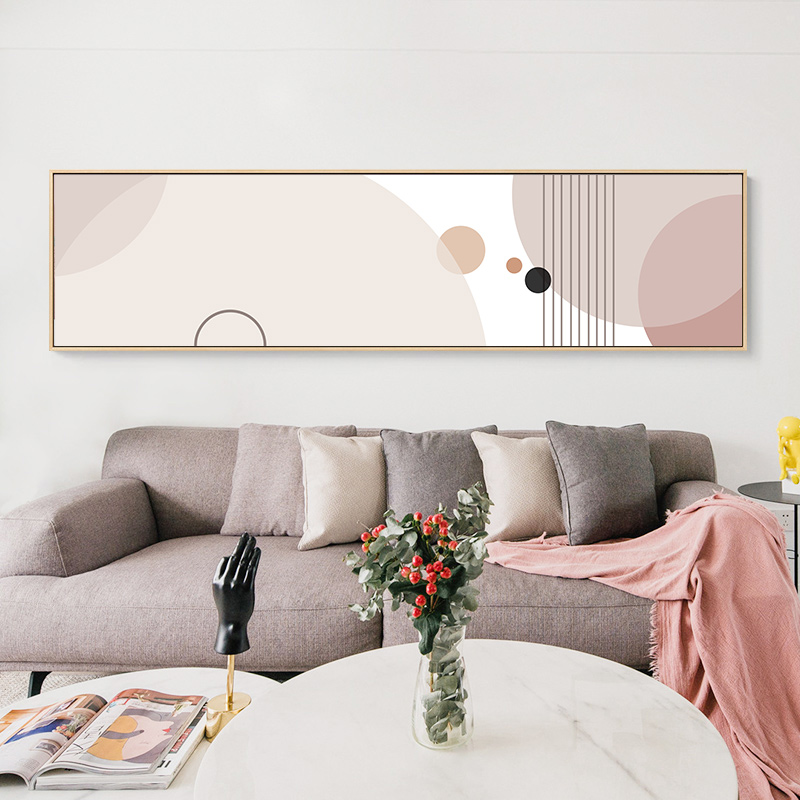 欧清新抽象ins粉色莫兰迪几何图形圆点横幅床头装饰画素材
