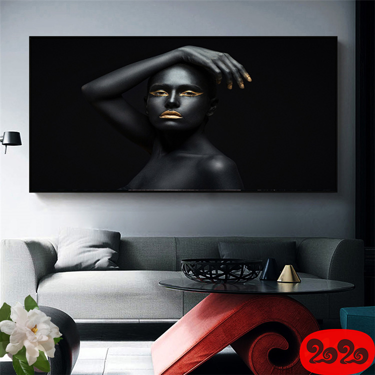 黑白背景装饰画素材高清画芯图库北欧人物动物风景三联画挂画