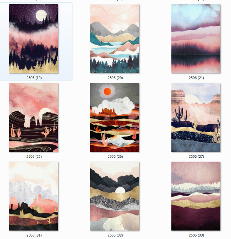 现代轻奢莫兰迪色北欧风抽象装饰画晶瓷画三联画芯高清素材图库