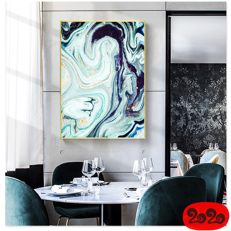 意境蓝色肌理抽象水墨山水大理石纹理背景装饰画高清图设计素材