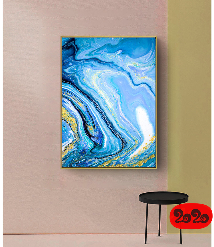 意境蓝色肌理抽象水墨山水大理石纹理背景装饰画高清图设计素材