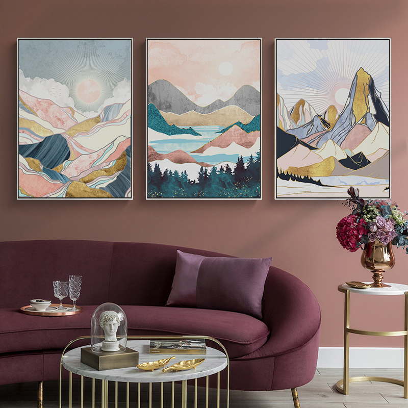 现代轻奢莫兰迪色北欧风抽象装饰画晶瓷画三联画芯高清素材图库