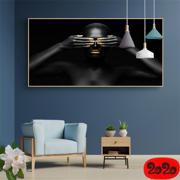 黑白背景装饰画素材高清画芯图库北欧人物动物风景三联画挂画