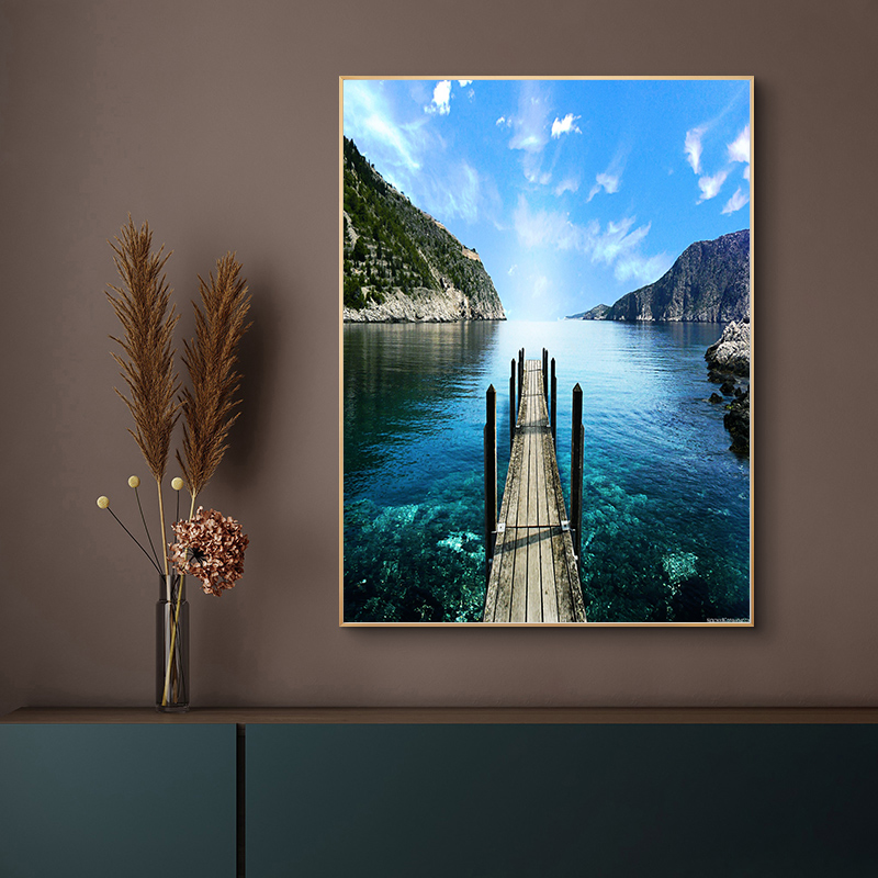 北欧简约大海自然山水风景玄关背景墙装饰画素材画芯电子图库