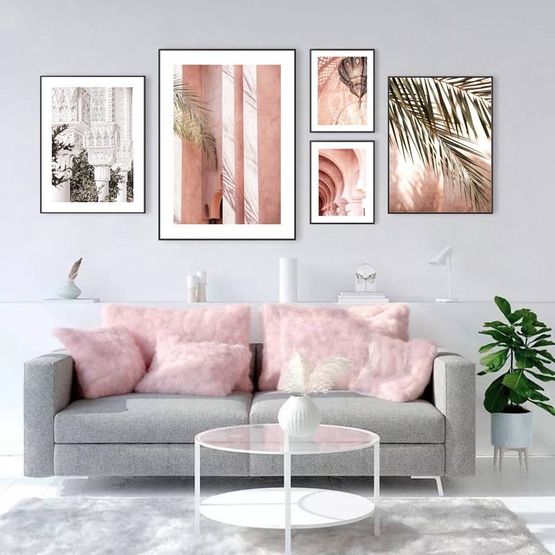 现代北欧唯美风景建筑海滩组合照片墙客厅沙发装饰画画芯素材