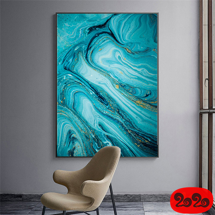 意境蓝色肌理抽象水墨山水大理石纹理背景装饰画高清图设计素材