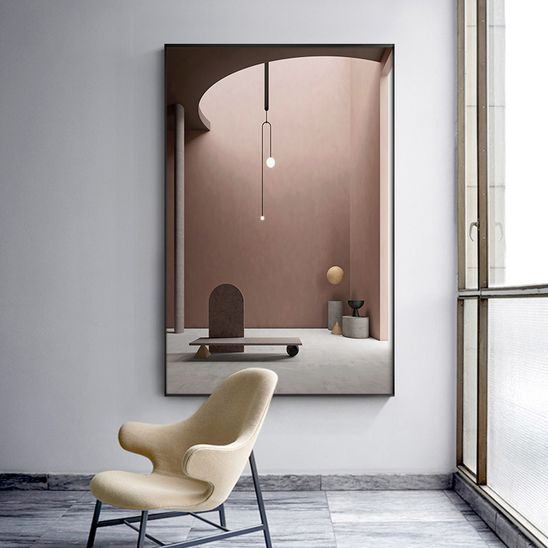 北欧现代简约莫兰迪色室内建筑房间装饰画素材高清画芯图库