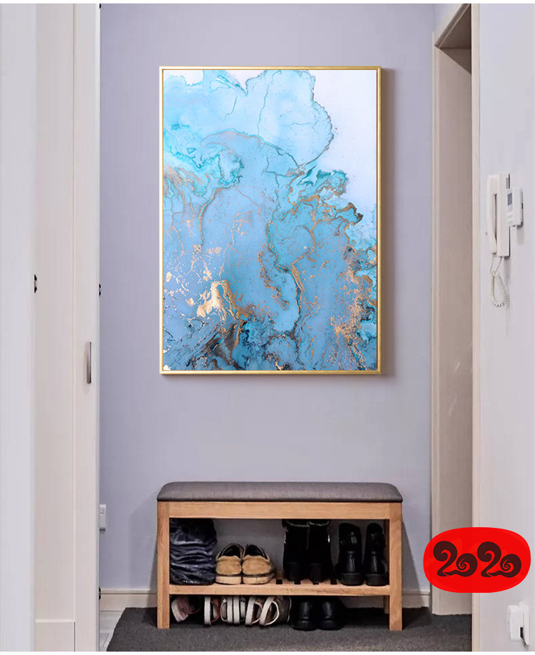 意境蓝色肌理抽象水墨山水大理石纹理背景装饰画高清图设计素材