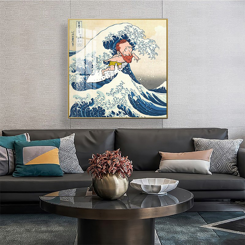 现代手绘卡通人物梵高星空名画油画创意装饰画高清素材图库