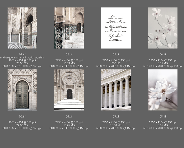 简约北欧小清新日系欧式建筑空间罗马柱花卉照片墙装饰画素材