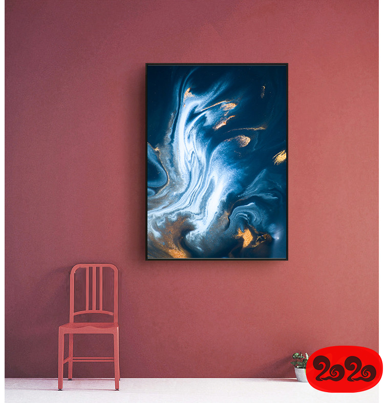 意境蓝色肌理抽象水墨山水大理石纹理背景装饰画高清图设计素材