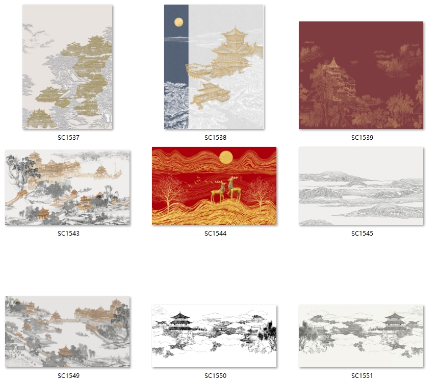 新中式中国风禅意3D肌理烫金玄关客厅背景墙装饰画高清素材图片库