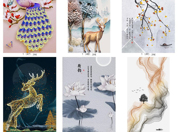 装饰画画芯素材高清新图库现代简约北欧新中式抽象玄关走廊过道