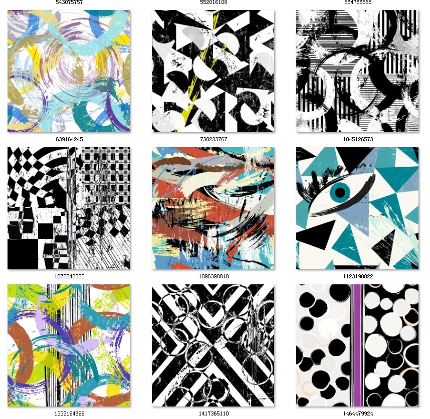 现代简约抽象创意手绘油画AI矢量图北欧风黑白装饰画芯高清素材