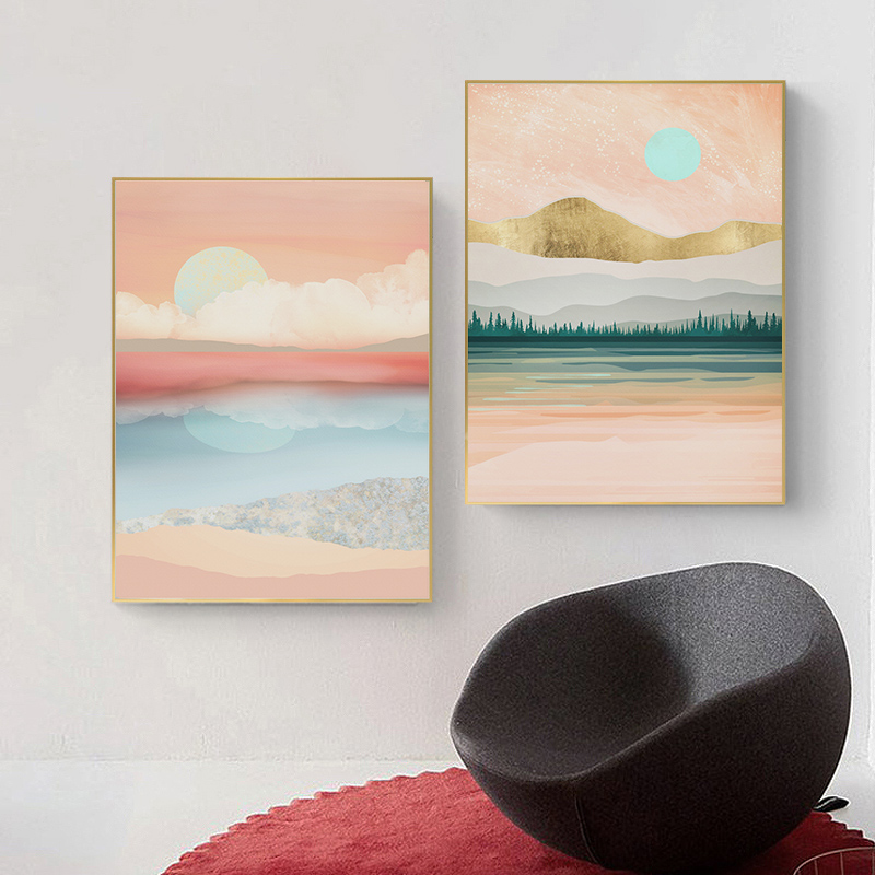 现代轻奢莫兰迪色北欧风抽象装饰画晶瓷画三联画芯高清素材图库