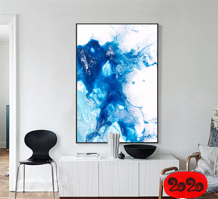 意境蓝色肌理抽象水墨山水大理石纹理背景装饰画高清图设计素材