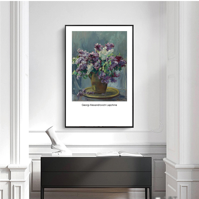 现代文艺简约花卉插画花卉油画装饰画餐厅挂画壁画打印素材图