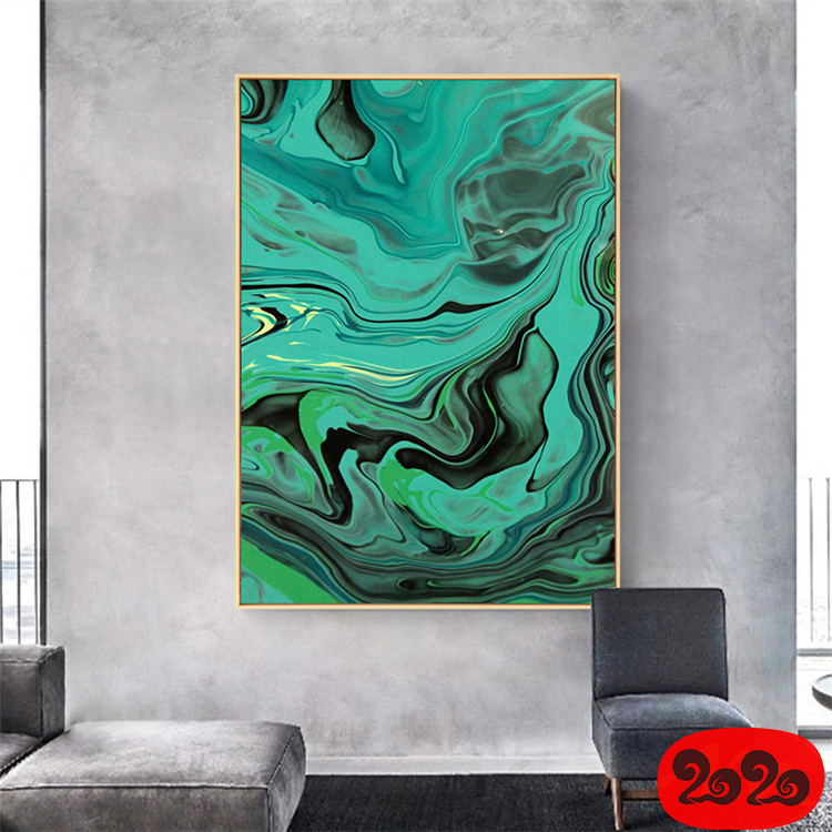 意境蓝色肌理抽象水墨山水大理石纹理背景装饰画高清图设计素材