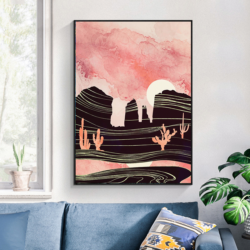 现代轻奢莫兰迪色北欧风抽象装饰画晶瓷画三联画芯高清素材图库