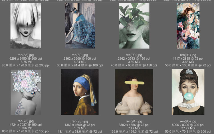 黑白背景装饰画素材高清画芯图库北欧人物动物风景三联画挂画