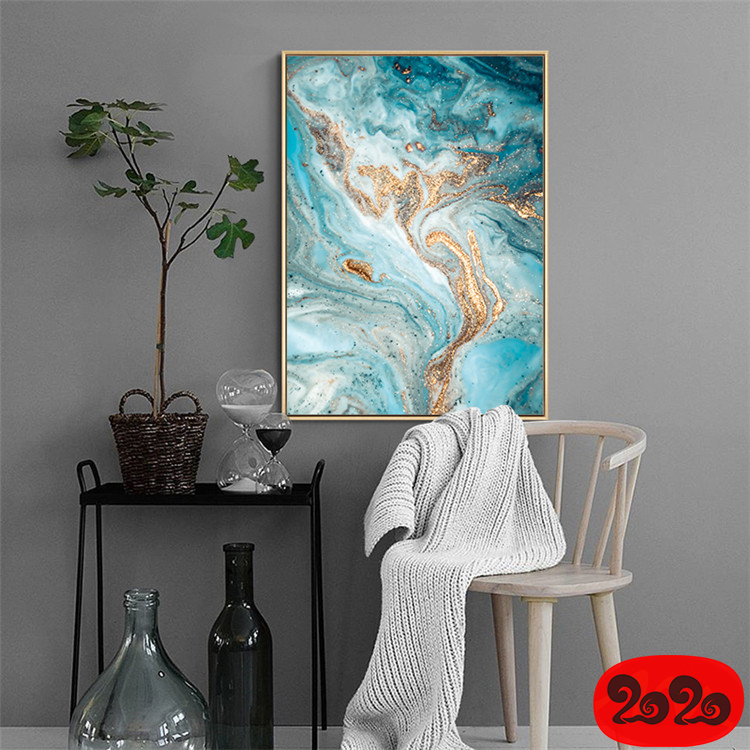 意境蓝色肌理抽象水墨山水大理石纹理背景装饰画高清图设计素材