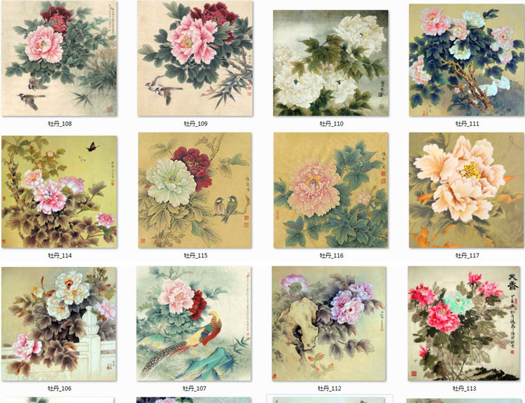 花开富贵牡丹装饰画画芯素材精选图集高清国画绘画花卉图片