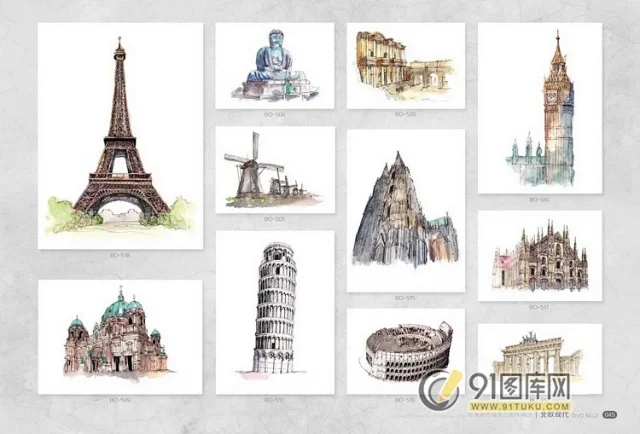 高清装饰画画芯图库第一期 北欧抽像静物建筑客厅装饰画素材