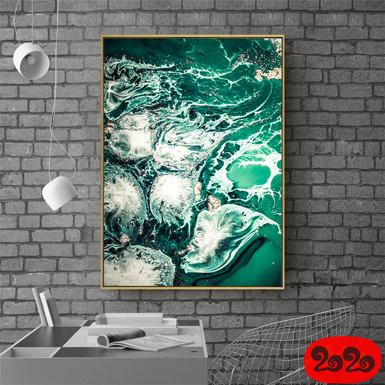 意境蓝色肌理抽象水墨山水大理石纹理背景装饰画高清图设计素材