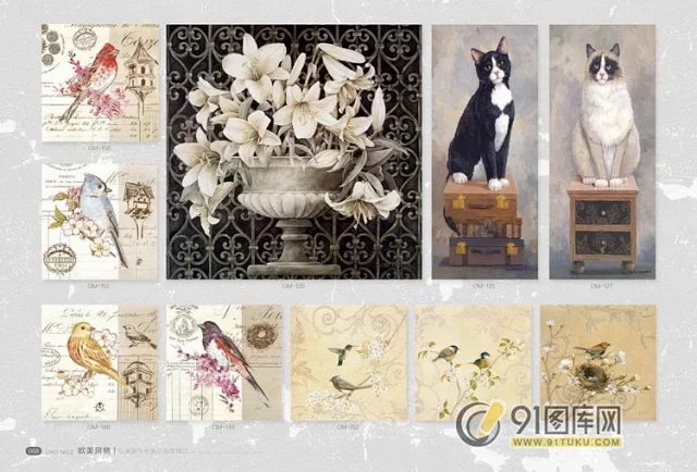 高清装饰画画芯图库第一期 北欧抽像静物建筑客厅装饰画素材