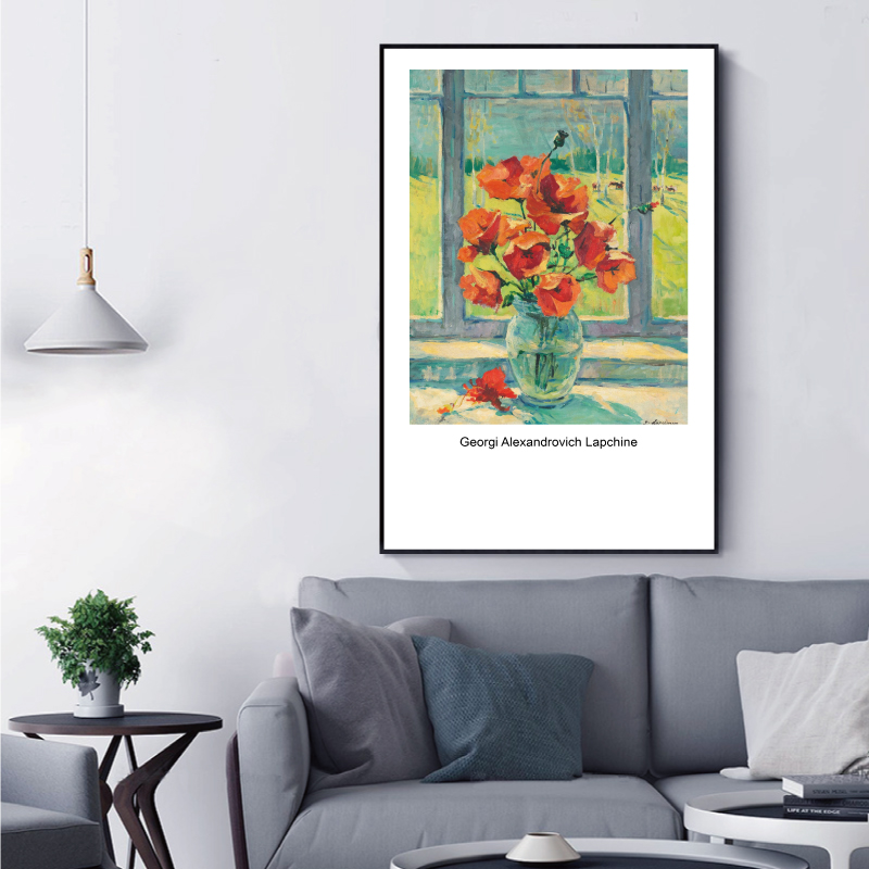 现代文艺简约花卉插画花卉油画装饰画餐厅挂画壁画打印素材图